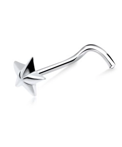 Star Silver Curved Nose Stud NSKB-604